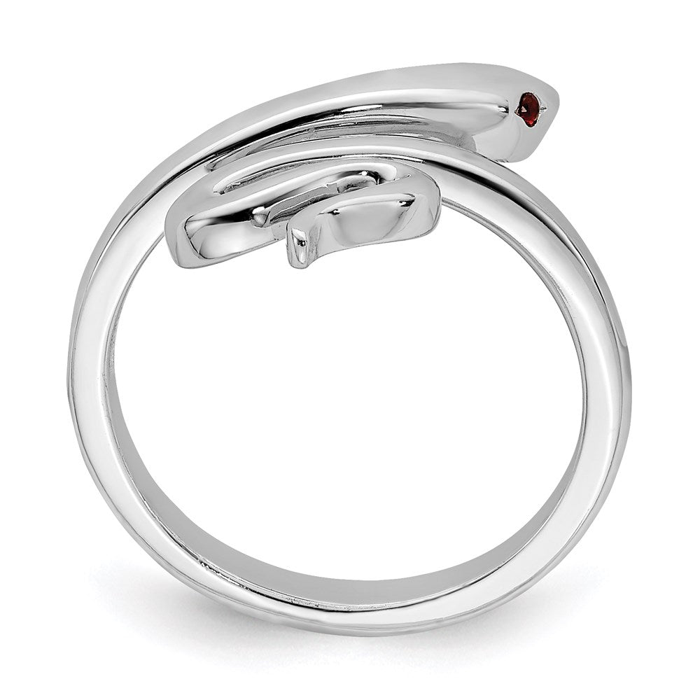 Sterlingsilber Rhodiniert Schlange Synthetisch Rubin Zehenring