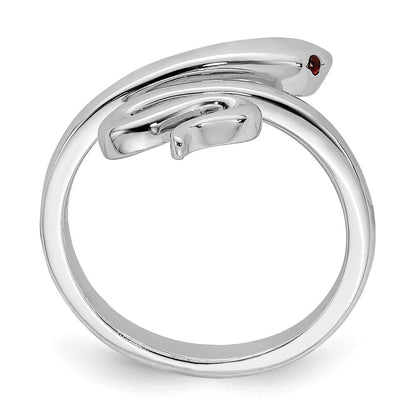 Sterlingsilber Rhodiniert Schlange Synthetisch Rubin Zehenring