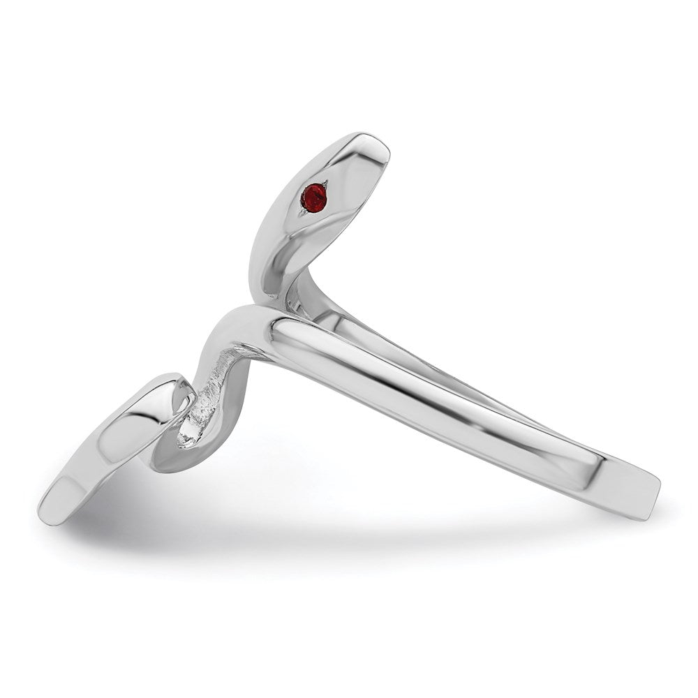 Sterlingsilber Rhodiniert Schlange Synthetisch Rubin Zehenring