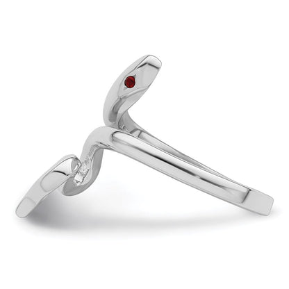 Sterlingsilber Rhodiniert Schlange Synthetisch Rubin Zehenring