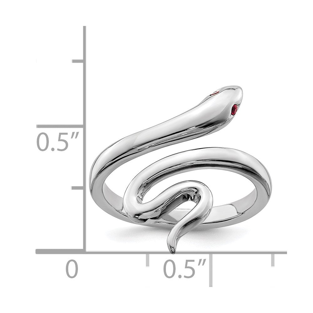 Sterlingsilber Rhodiniert Schlange Synthetisch Rubin Zehenring