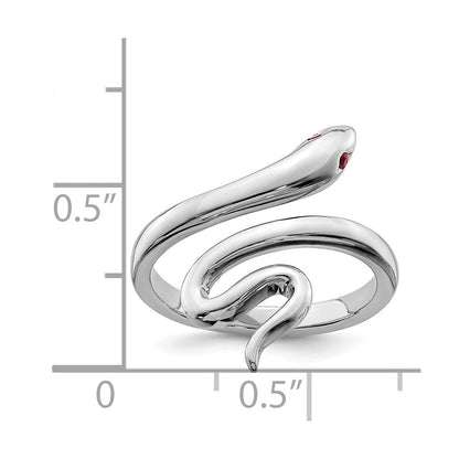Sterlingsilber Rhodiniert Schlange Synthetisch Rubin Zehenring