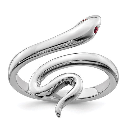 Sterlingsilber Rhodiniert Schlange Synthetisch Rubin Zehenring