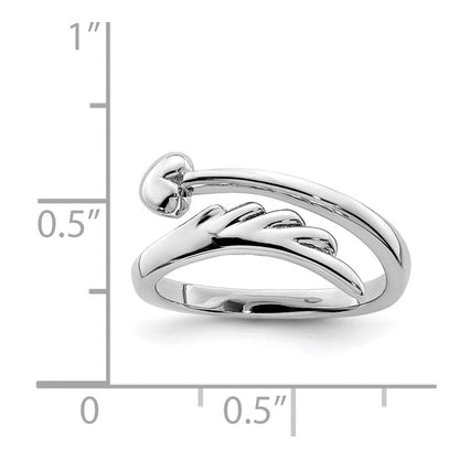 Sterlingsilber Rhodiniert Herz Flügel Zehenring