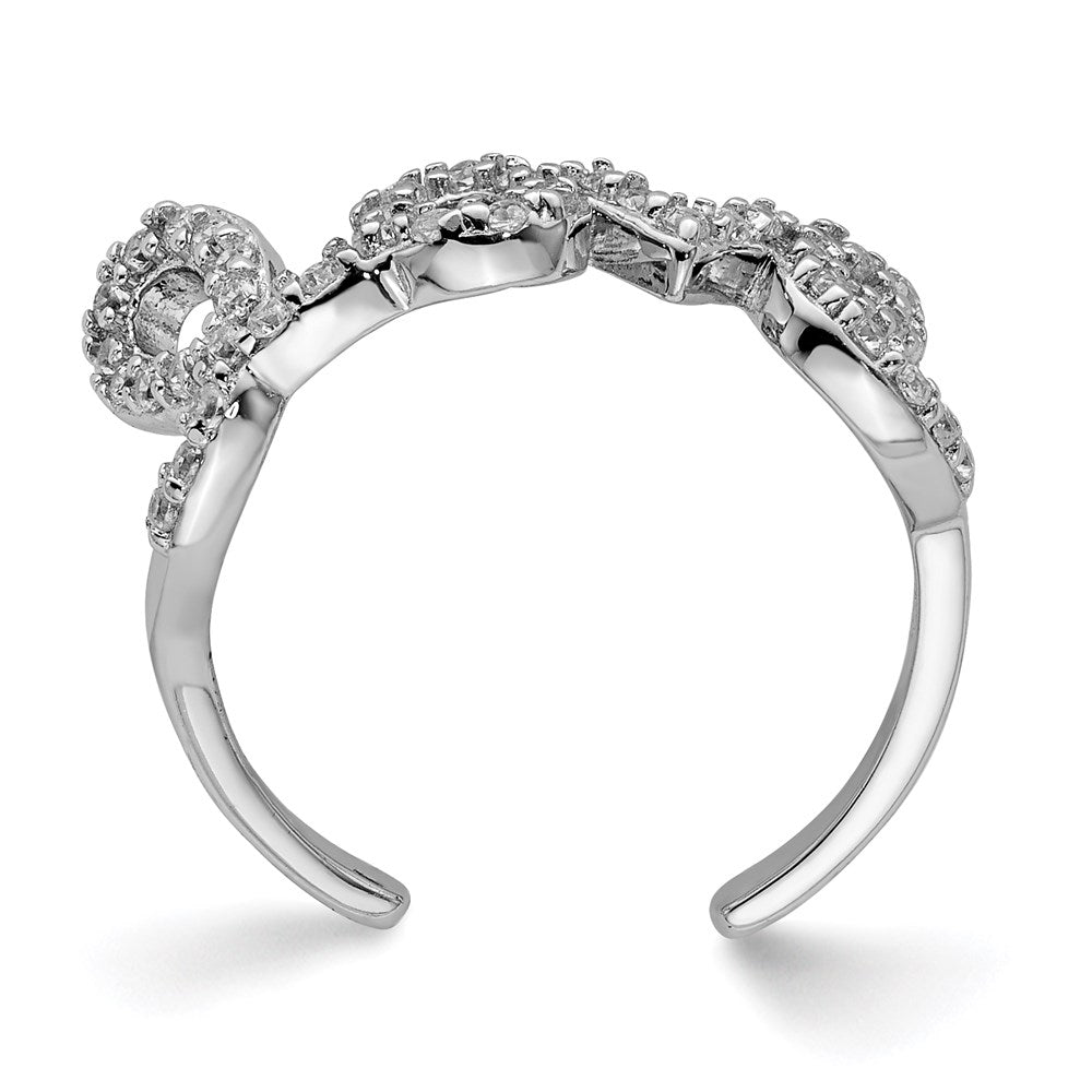 Sterlingsilber Rhodiniert Zirkonia Liebe Zehenring