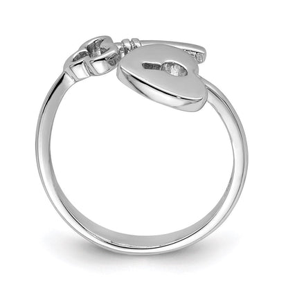 Sterlingsilber Rhodiniert Herz Schloss & Key Zehenring