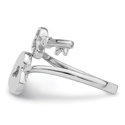 Sterlingsilber Rhodiniert Herz Schloss & Key Zehenring