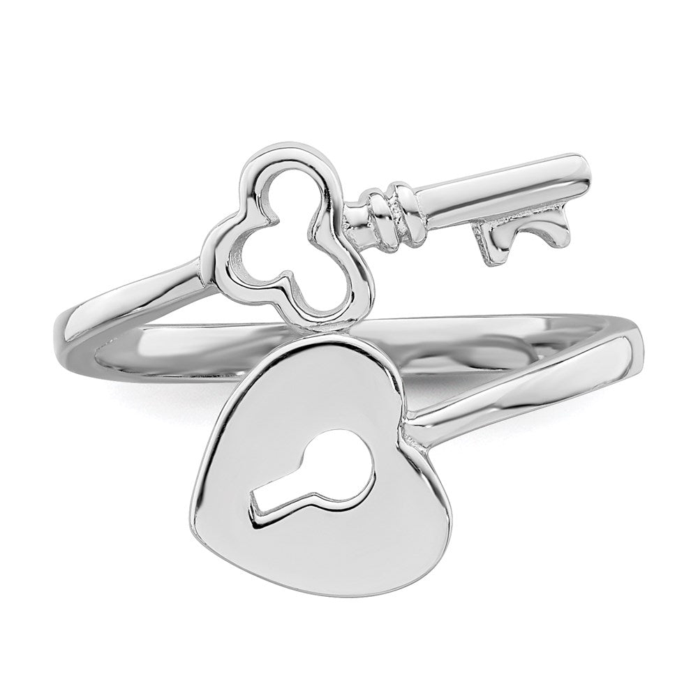 Sterlingsilber Rhodiniert Herz Schloss & Key Zehenring