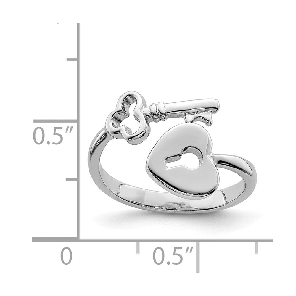 Sterlingsilber Rhodiniert Herz Schloss & Key Zehenring