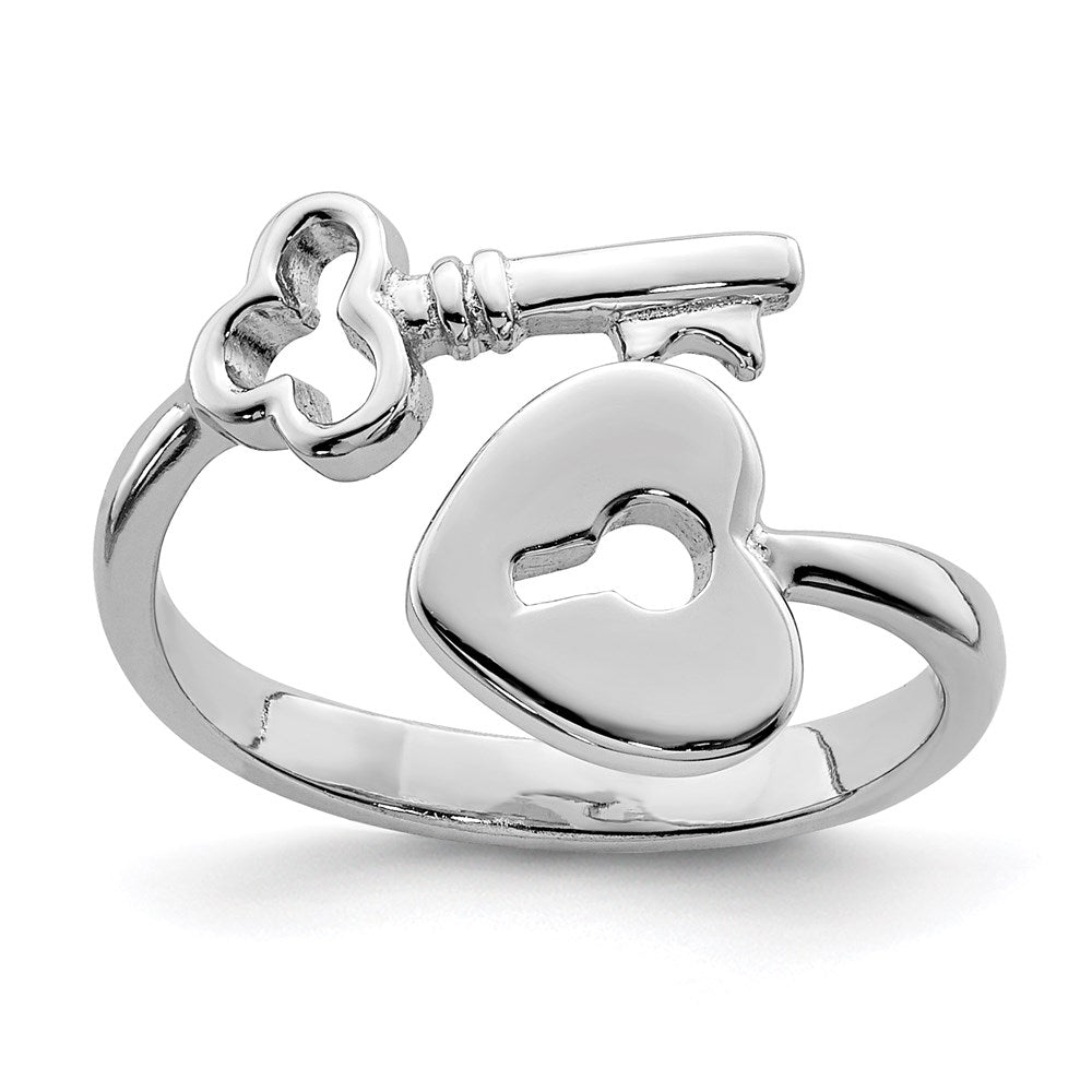 Sterlingsilber Rhodiniert Herz Schloss & Key Zehenring
