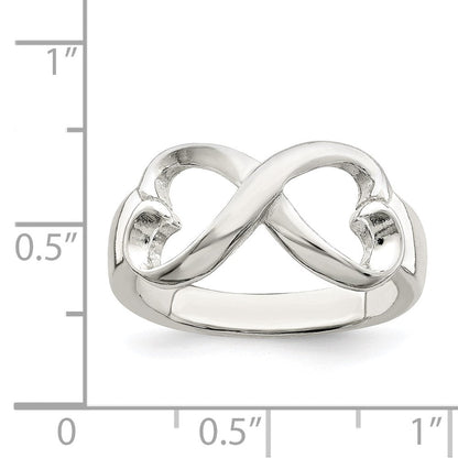 Sterlingsilber Poliert Herz Unendlichkeit Ring