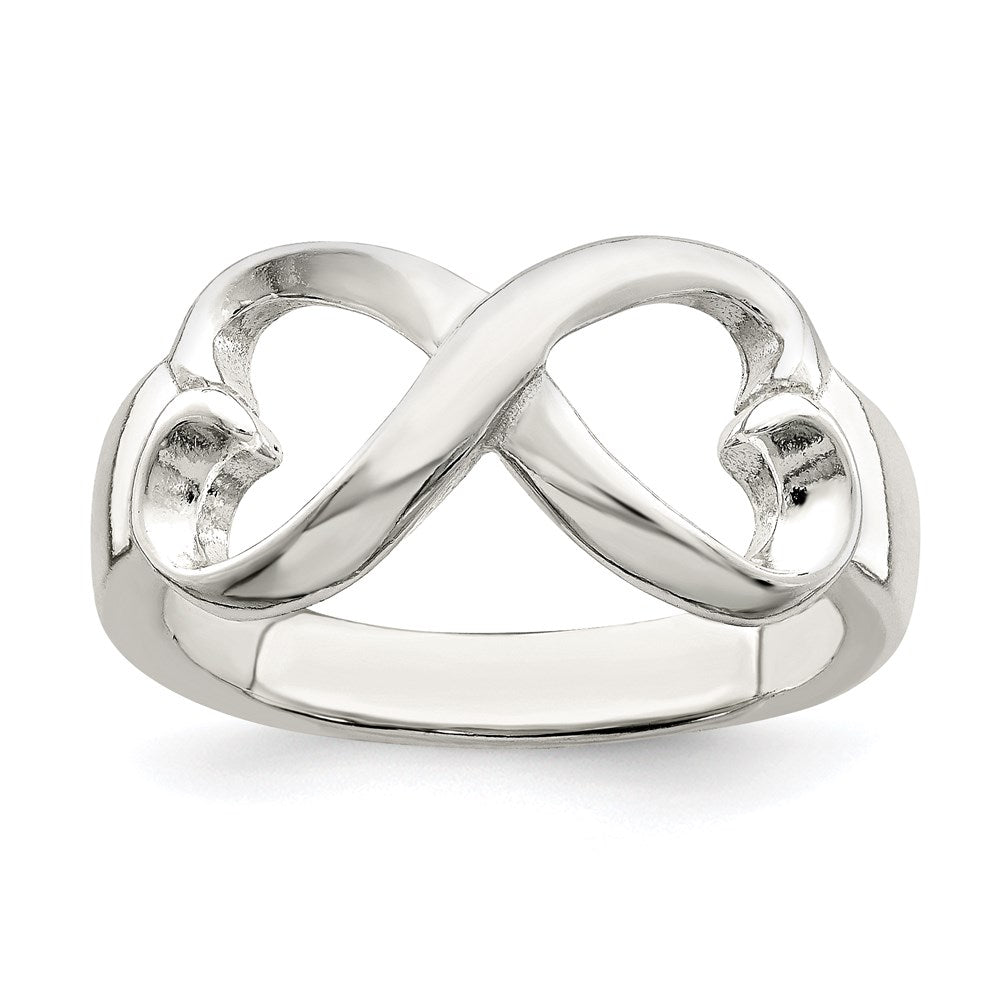 Sterlingsilber Poliert Herz Unendlichkeit Ring