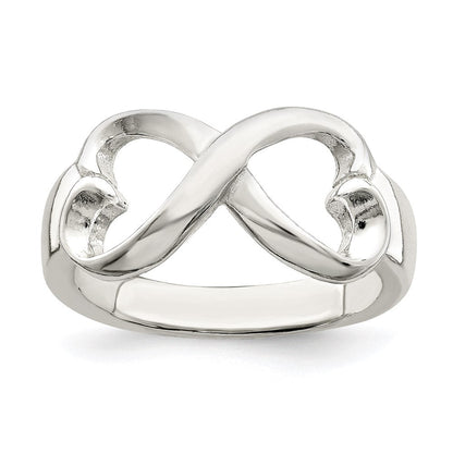 Sterlingsilber Poliert Herz Unendlichkeit Ring