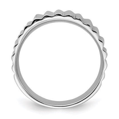 Sterlingsilber Rhodiniert Poliert Ridged Ring (size 6 Nur)