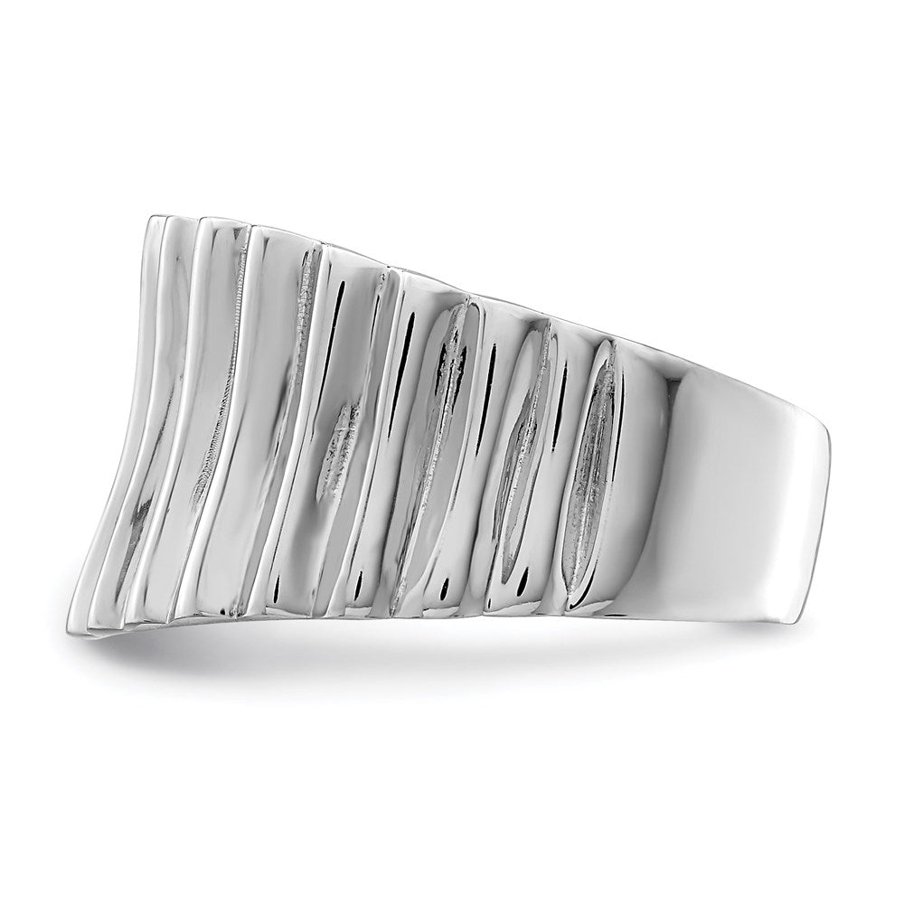 Sterlingsilber Rhodiniert Poliert Ridged Ring (size 6 Nur)