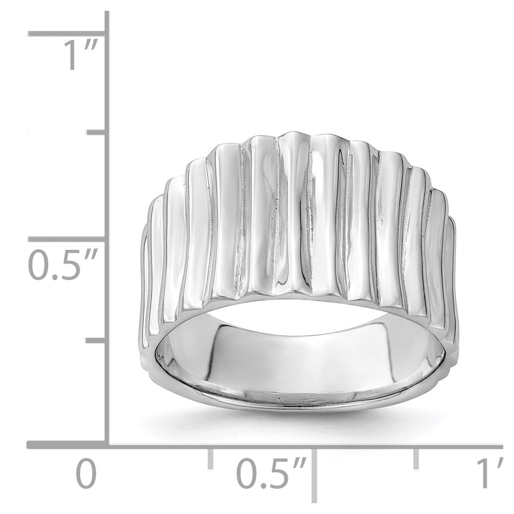 Sterlingsilber Rhodiniert Poliert Ridged Ring (size 6 Nur)