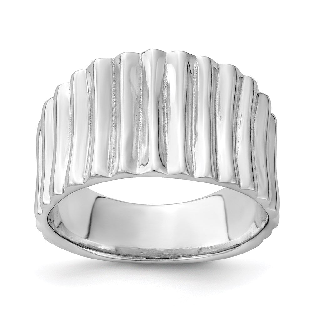 Sterlingsilber Rhodiniert Poliert Ridged Ring (size 6 Nur)
