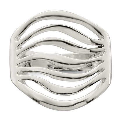 Sterlingsilber Poliert Welle Ring
