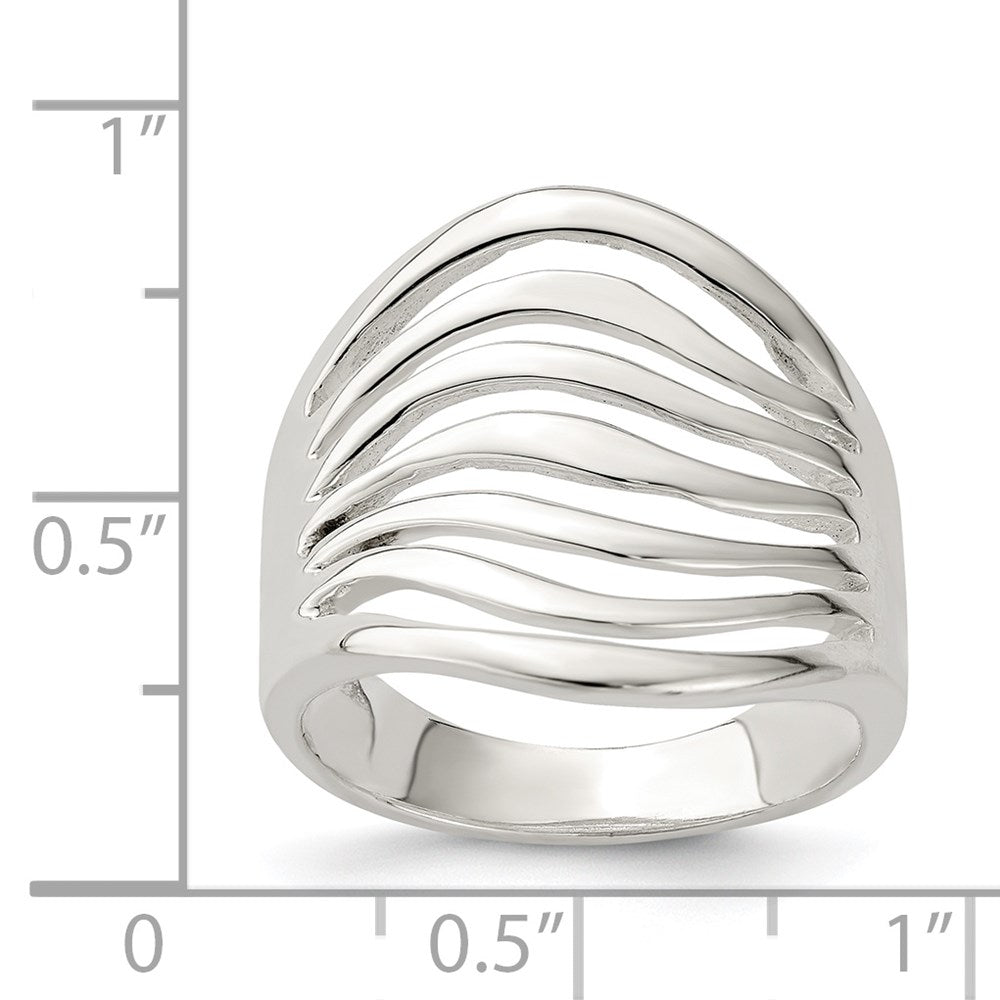 Sterlingsilber Poliert Welle Ring
