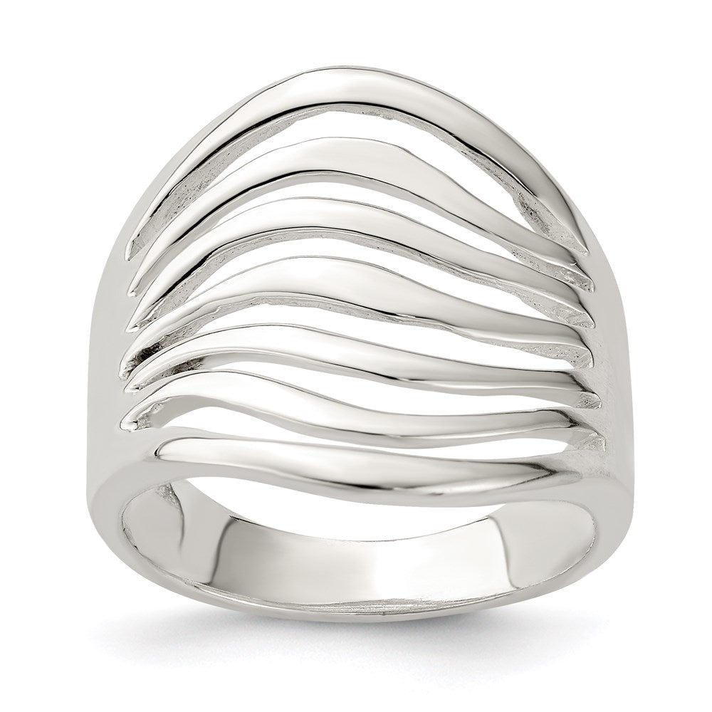 Sterlingsilber Poliert Welle Ring