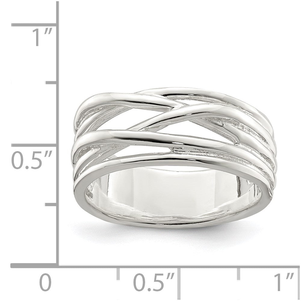Sterlingsilber Poliert 5 Ring Intersecting Ring