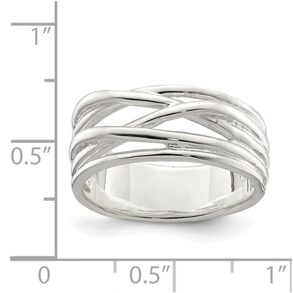 Sterlingsilber Poliert 5 Ring Intersecting Ring