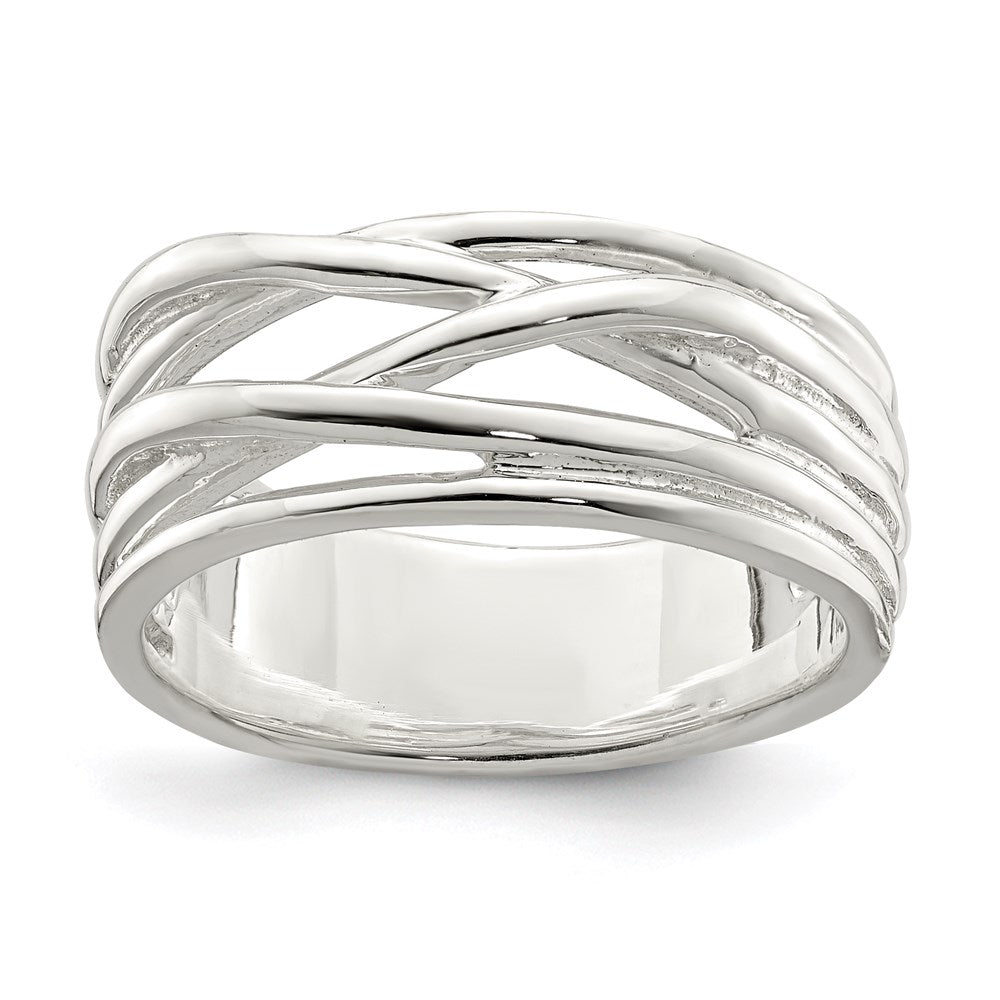 Sterlingsilber Poliert 5 Ring Intersecting Ring