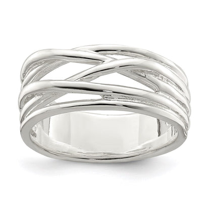 Sterlingsilber Poliert 5 Ring Intersecting Ring