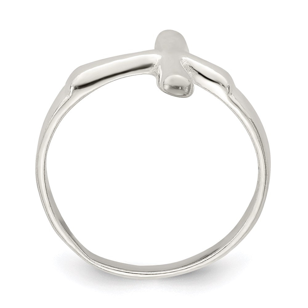 Sterlingsilber Horizontal Winzig Freeform Kreuz Ring