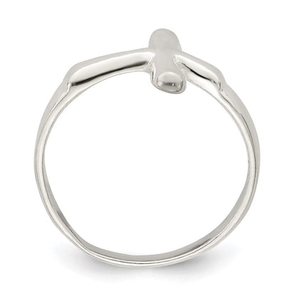 Sterlingsilber Horizontal Winzig Freeform Kreuz Ring
