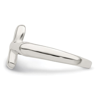 Sterlingsilber Horizontal Winzig Freeform Kreuz Ring