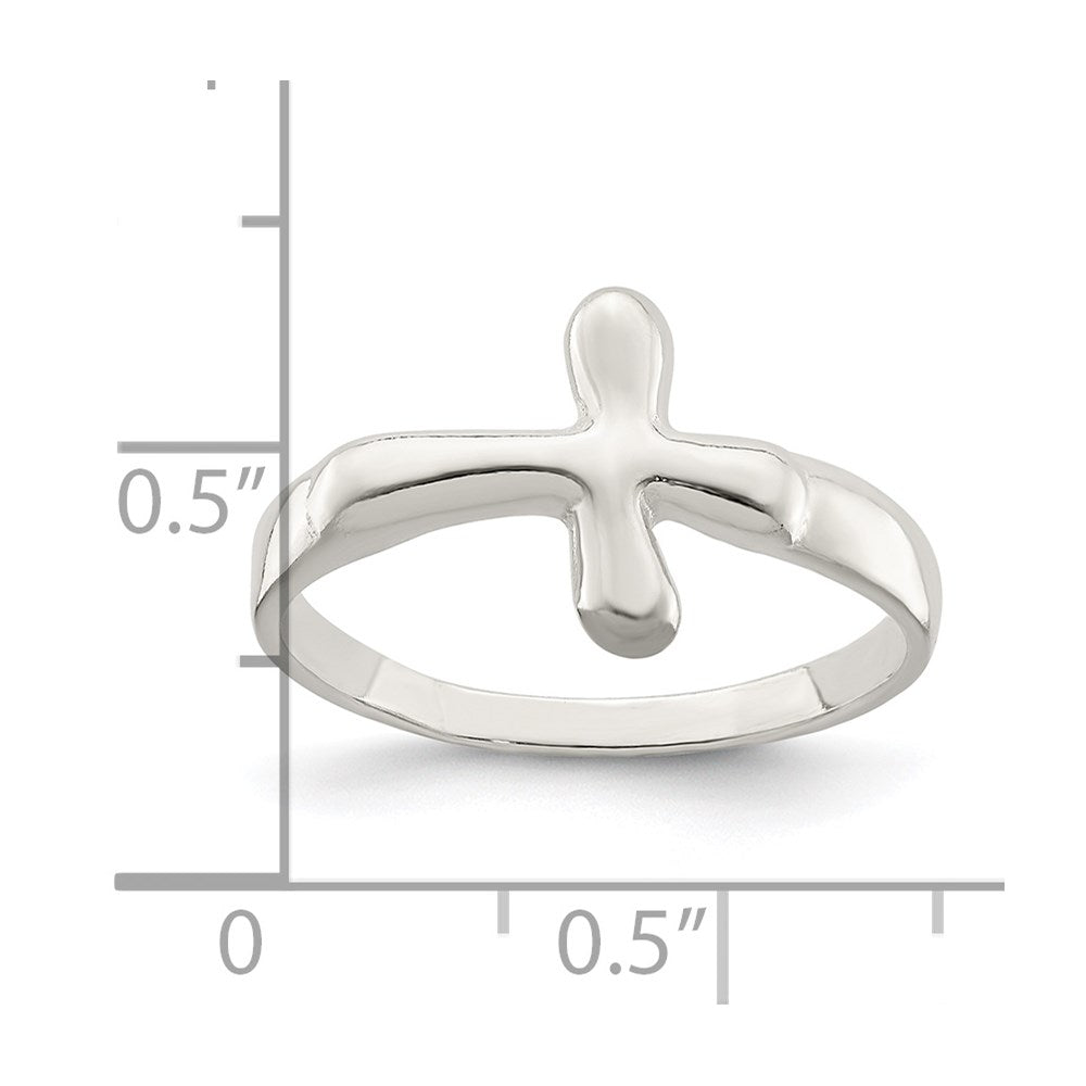 Sterlingsilber Horizontal Winzig Freeform Kreuz Ring