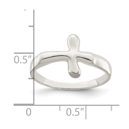 Sterlingsilber Horizontal Winzig Freeform Kreuz Ring