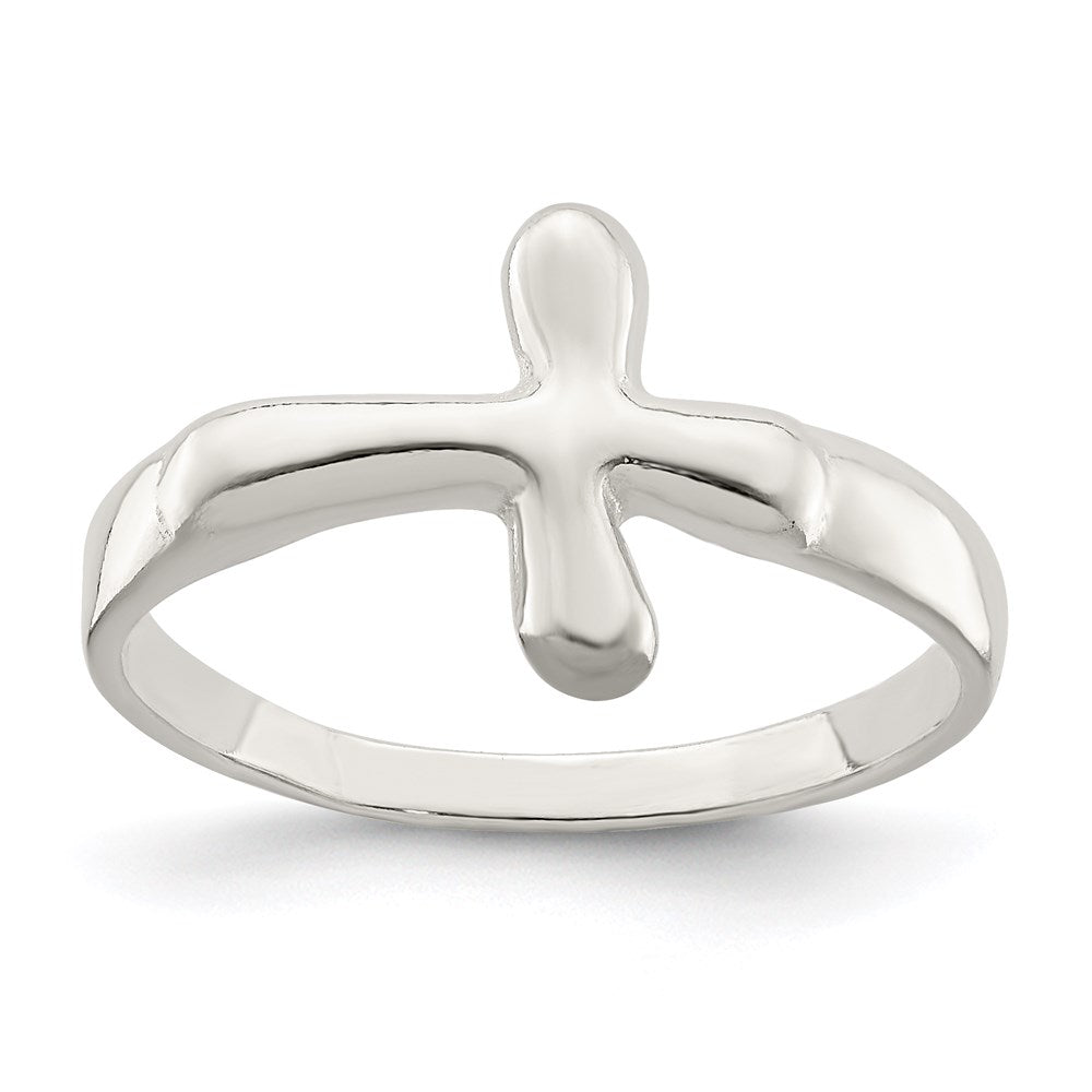 Sterlingsilber Horizontal Winzig Freeform Kreuz Ring