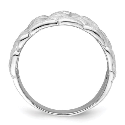 Sterlingsilber Rhodiniert Poliert & Satiniert Strukturiert Nugget Ring