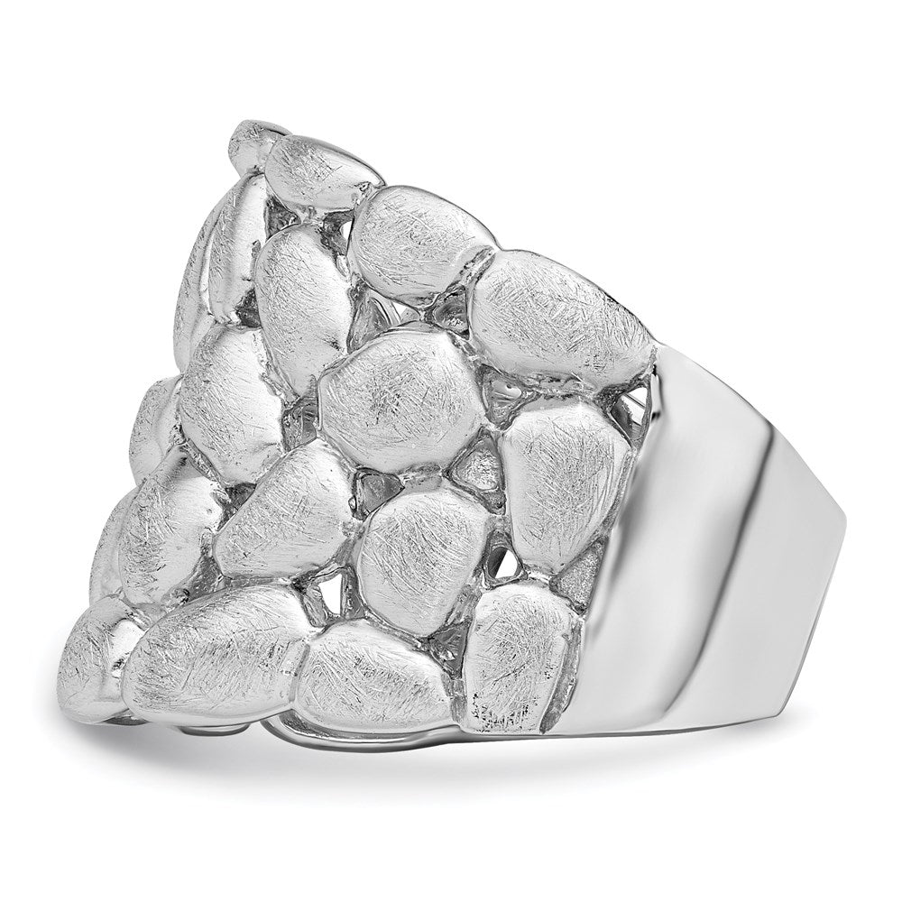 Sterlingsilber Rhodiniert Poliert & Satiniert Strukturiert Nugget Ring