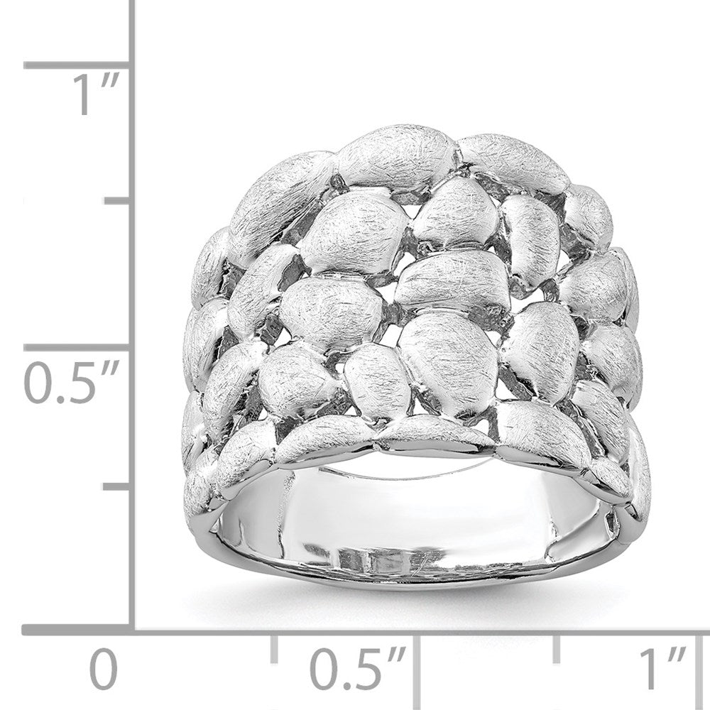 Sterlingsilber Rhodiniert Poliert & Satiniert Strukturiert Nugget Ring
