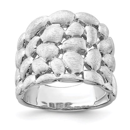 Sterlingsilber Rhodiniert Poliert & Satiniert Strukturiert Nugget Ring