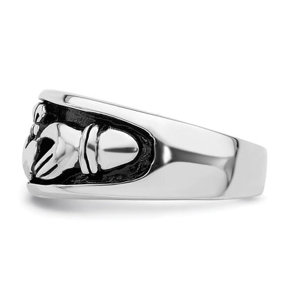 Sterlingsilber Rhodiniert Antikisiert Claddagh Ring