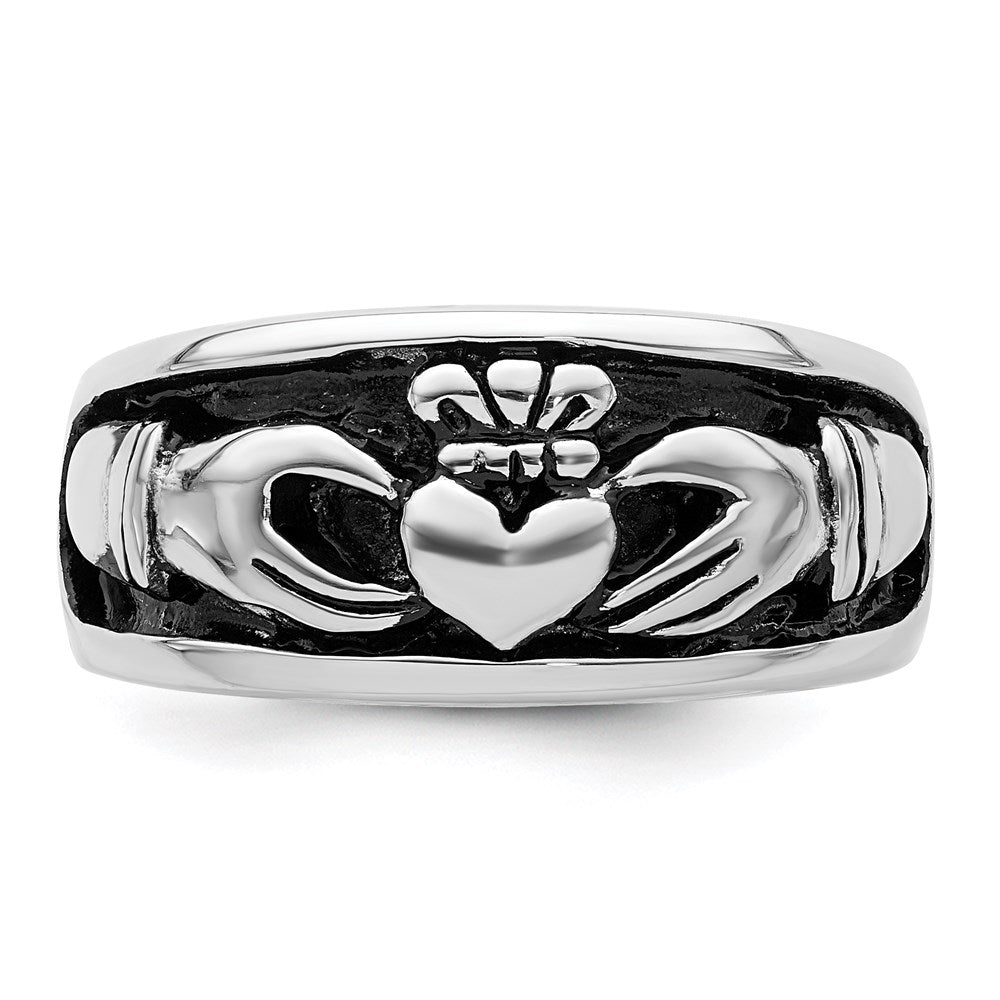 Sterlingsilber Rhodiniert Antikisiert Claddagh Ring