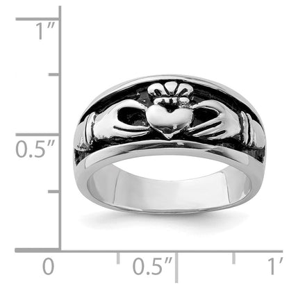 Sterlingsilber Rhodiniert Antikisiert Claddagh Ring
