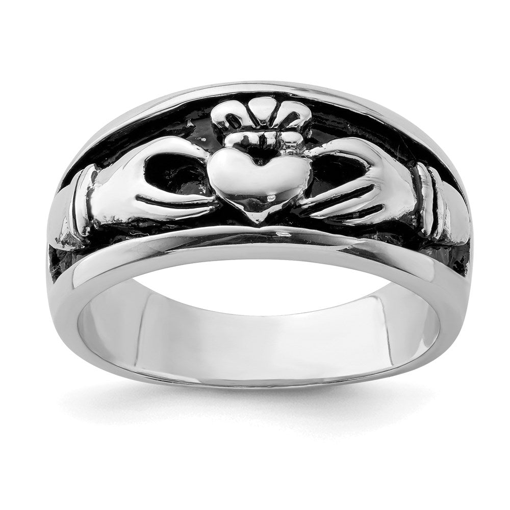 Sterlingsilber Rhodiniert Antikisiert Claddagh Ring