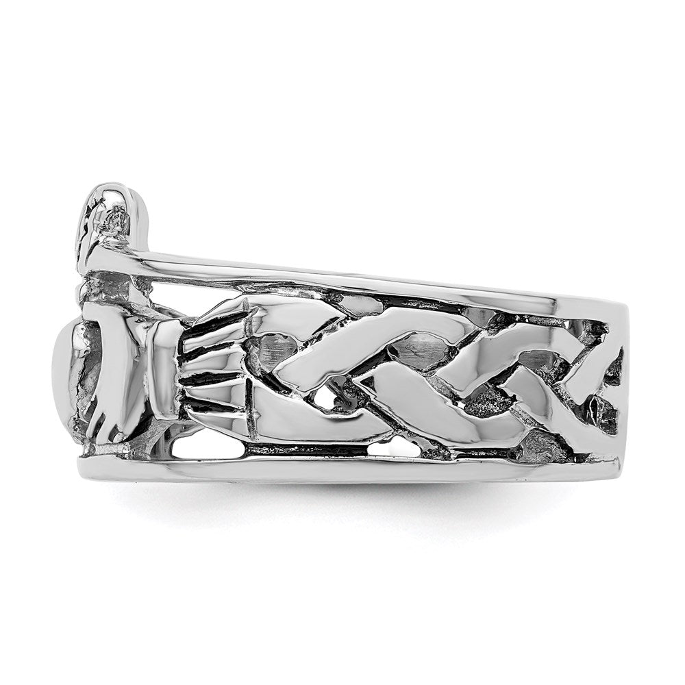 Sterlingsilber Rhodiniert und Antikisiert Claddagh Ring