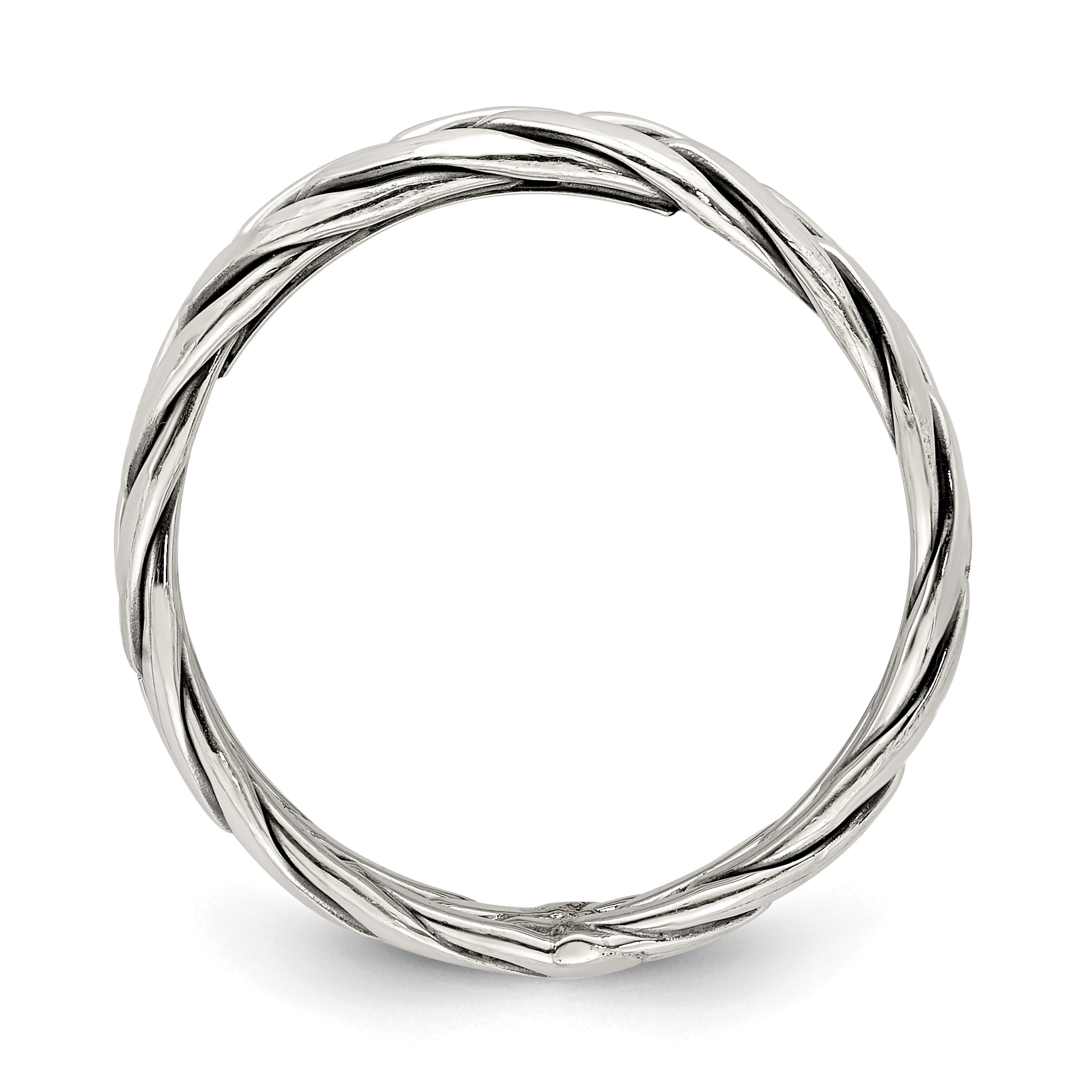 Sterlingsilber Poliert Antikisiert Weaved 3.25mm Damen Ring