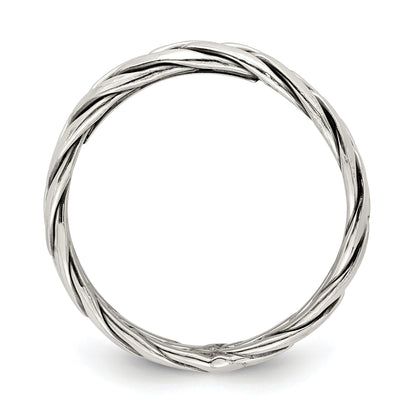 Sterlingsilber Poliert Antikisiert Weaved 3.25mm Damen Ring