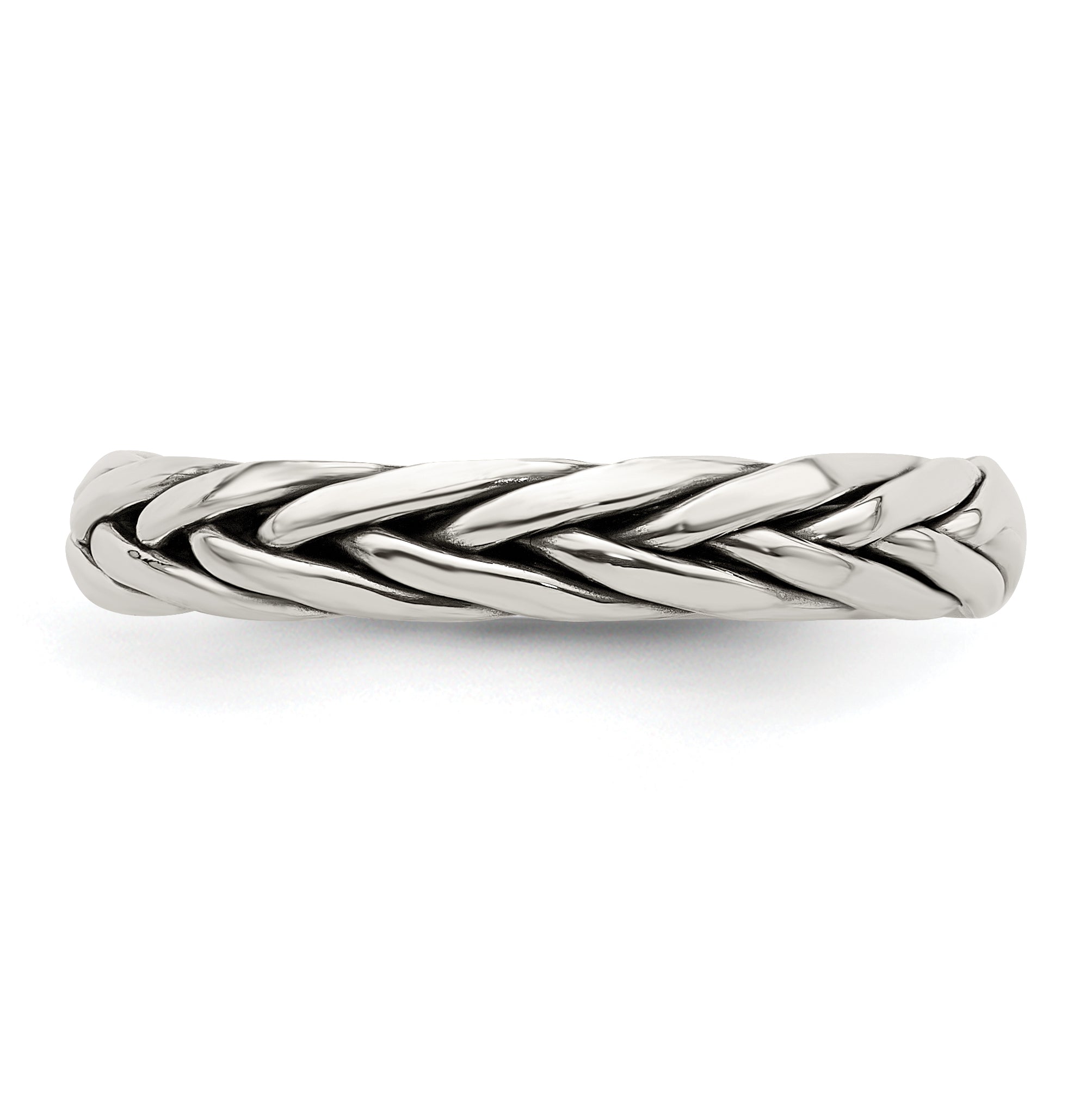 Sterlingsilber Poliert Antikisiert Weaved 3.25mm Damen Ring