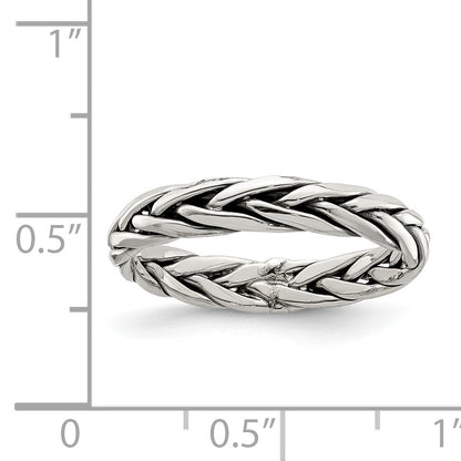 Sterlingsilber Poliert Antikisiert Weaved 3.25mm Damen Ring