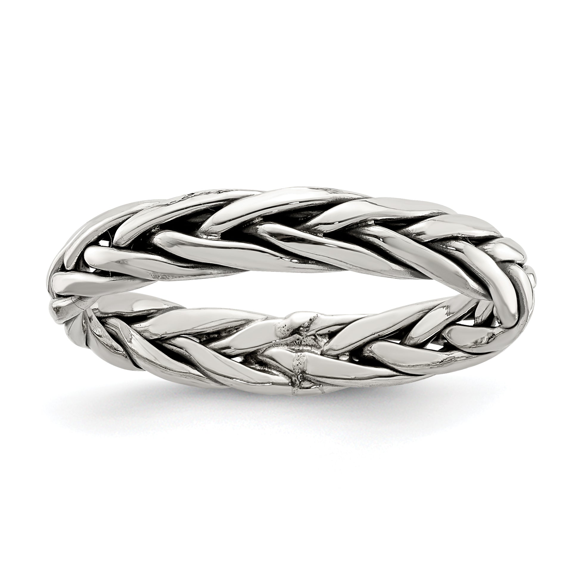 Sterlingsilber Poliert Antikisiert Weaved 3.25mm Damen Ring
