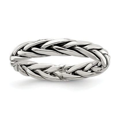 Sterlingsilber Poliert Antikisiert Weaved 3.25mm Damen Ring
