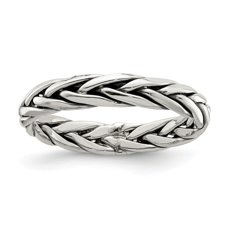 Sterlingsilber Poliert Antikisiert Weaved 3.25mm Damen Ring